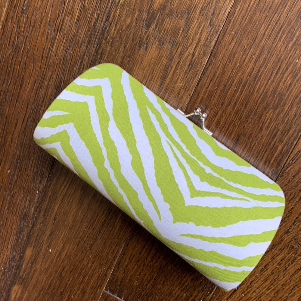 Lime Green Zebra Print Small Clutch/eyeglass case